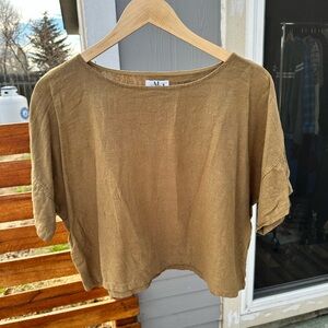 Women's Tan linen boxy top Size L
